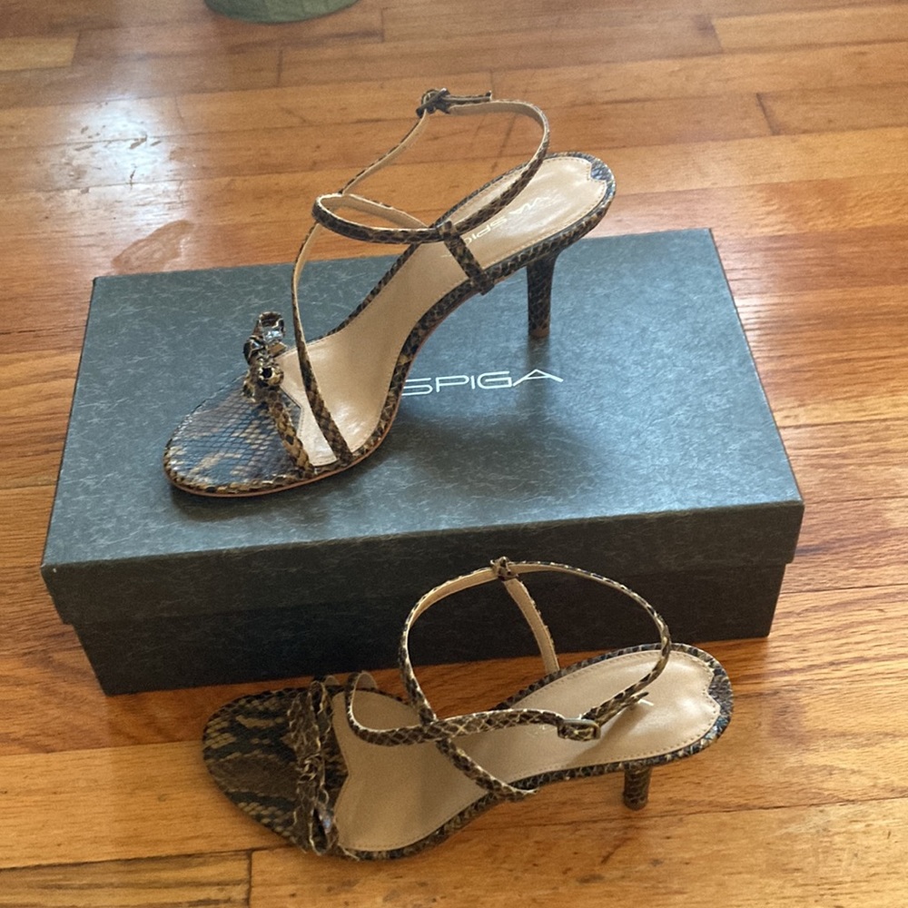 Via Spiga Natural Python Strap Sandal Heels - image 1